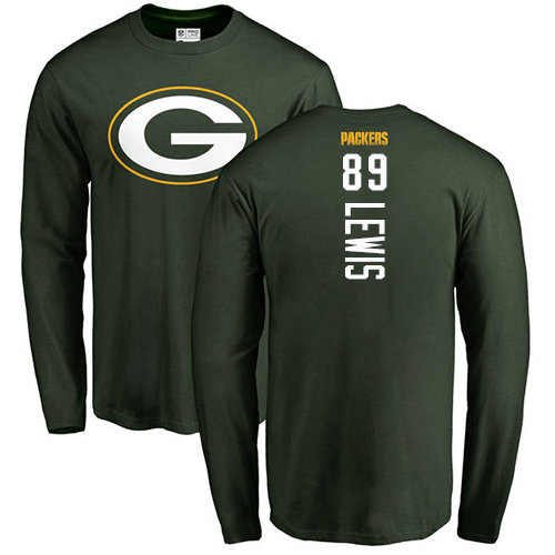 Men Green Bay Packers Green #89 Lewis Marcedes Backer Nike NFL Long Sleeve T Shirt
